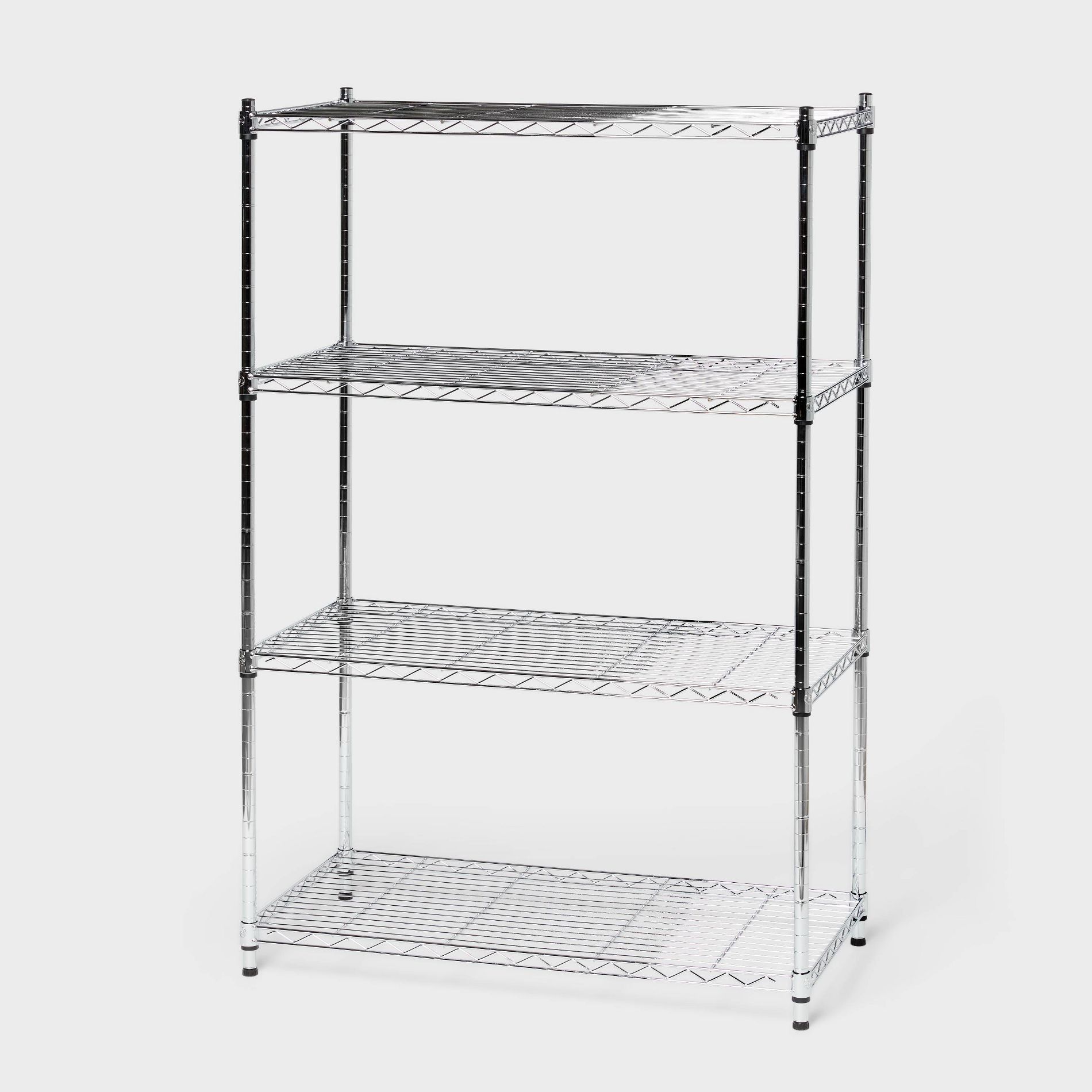 4 Tier Wide Wire Shelving Chrome - Brightroom™: Steel Utility Storage, Adjustable Feet & Shelves, 350 lb Capacity