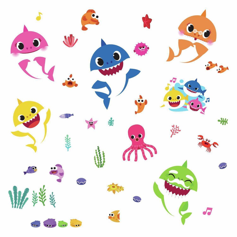 Photos - Other for Repair Roommates Baby Shark Peel and Stick Kids' Wall Decals - : Vinyl, Self-Adhesive, Multicolor, 39 Pieces, Modern Decor 
