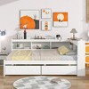 CAVINAS Full Size Bed Modern Pine Bed Frame with 2 Storage Drawers and L-Shaped Bookcases for Bedroom - 2 of 4