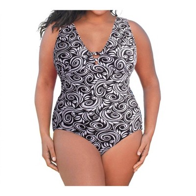 Women's Double V Plunge One Piece Swimsuit - Plus Size - Always for Me