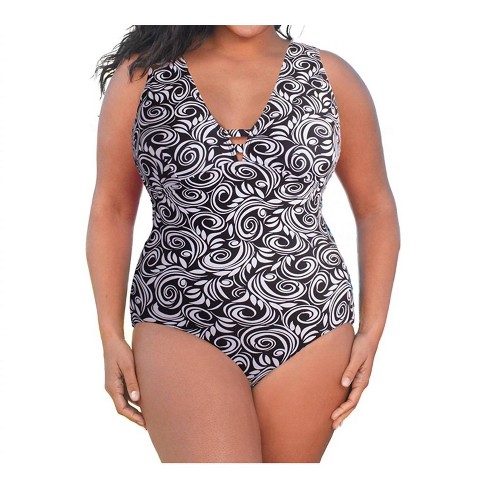 Women's Double V Plunge One Piece Swimsuit - Plus Size - Always for Me - image 1 of 3