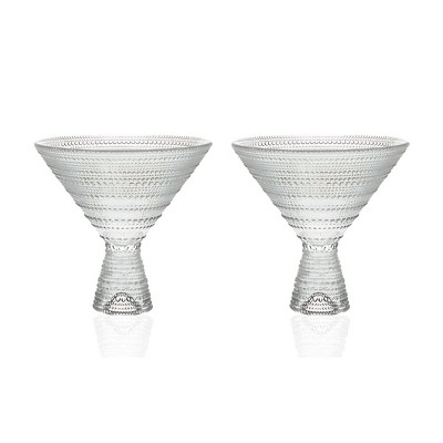 Clear Hobnail Martini Glasses - Embossed Martini Glasses - 9oz