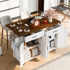 Zeus & Ruta 53.5''Farmhouse Kitchen Island with Power Outlet, Drop Leaf, Spice Rack and Drawer - 4 of 4