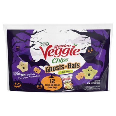 Sensible Portions Halloween Snack Garden Veggie Ghosts & Bats Sea Salt Flavored Chips - 6oz/12ct
