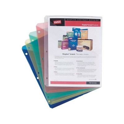 Staples Poly 2-Pocket Slash Jackets Letter Size Assorted Colors 5/Pack 391561