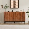 Whisen Modern Art Solid Wood Sideboard & Buffet, Storage Cabinet with Wave Relief Design, Iron Legs - 2 of 4