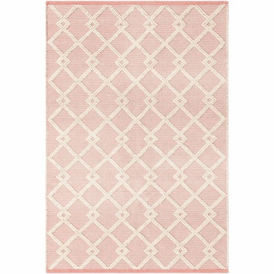English Rose Geometric Hand-Knotted Wool Area Rug 4'1" x 6'1"