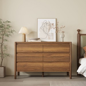 Famapy Mid - Century 6 - Drawer Wooden Dresser，Storage Cabinet with Anti - Tip Safety & Smooth Drawer Slides,Bedroom Storage Dresser - 1 of 4