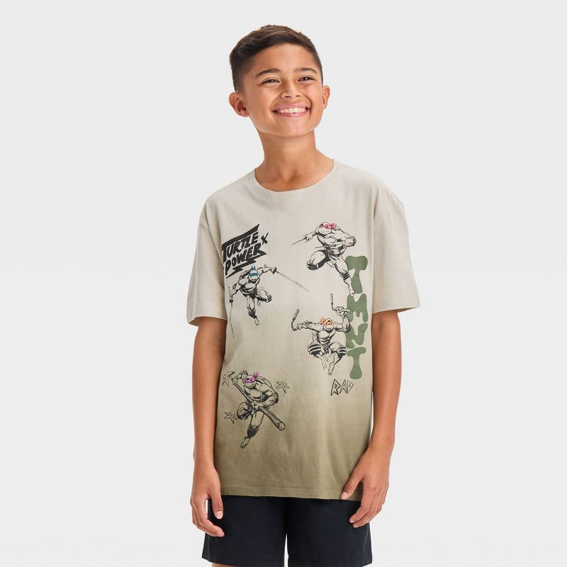 Boys&#39; Teenage Mutant Ninja Turtles Dip-Dye Elevated Short Sleeve Graphic T-Shirt - Olive Green, 1 of 5