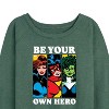 Women's - Marvel - Be Your Own Hero Lightweight French Terry Wide Neck Long Sleeve Shirt - 2 of 4