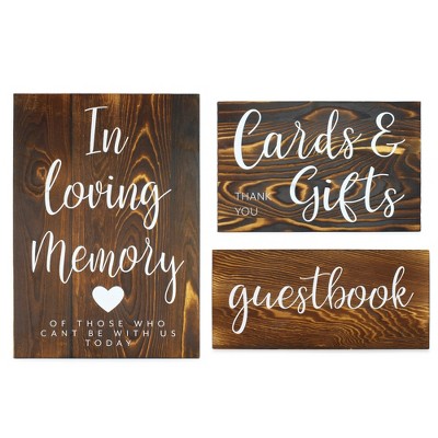 Darware Wooden Wedding Reception Signs, 3pc Set; for Guests, Gifts, and Memorial