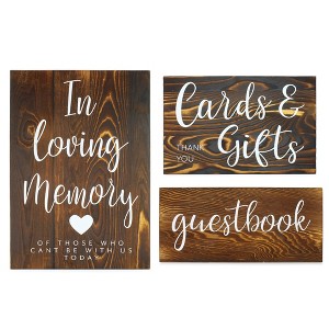 Darware Wooden Wedding Reception Signs, 3pc Set; for Guests, Gifts, and Memorial - 1 of 4