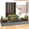 vidaXL Garden Lounge Set Brown with Green Cushions - 2 of 4