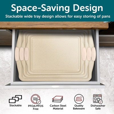 Deluxe Nonstick Gray Marble Carbon Steel Baking Pan Set