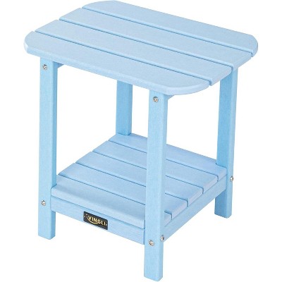VINGLI HDPE Outdoor Side Table, Waterproof 2-Tier Patio Side Table End Tables for Patio Deck Porch Backyard Pool