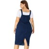 Agnes Orinda Women's Plus Size Denim Back Vent Raw Hem Bodycon Dresses - 4 of 4