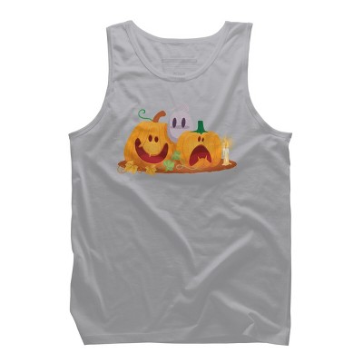 Men's Design By Humans Halloween Cartoon Pumpkins And Ghost By VectorVillain Tank Top
