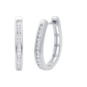 Gilded 1/4 to 1 Cttw Natural Diamond Hoop Earrings in Sterling Silver or 14KT Gold-Plated, Elegant & Ethical Jewelry for Women, Gift Box Included - 1 of 4