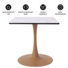 LeisureMod Bristol 27" Square Dining Table with Marbled White MDF Top and Steel Pedestal Base for Modern Kitchen and Dining Room - 3 of 4