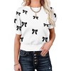 Coolmee Women's Summer Sweater Crew Neck Dressy Puff Sleeve Casual Soft Knit Pullover Tops - 4 of 4