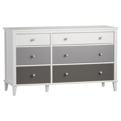 Monarch Hill Kids Poppy 6 Drawer Dresser White Gray Little