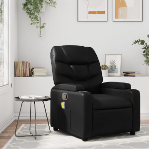 vidaXL Massage Recliner Chair For Elderly - Manual Reclining, Vibration Massage, Faux Leather, Cup Holders, Black - 1 of 4