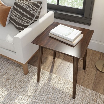 Walnut Mid Century Modern Square Wooden Side Table