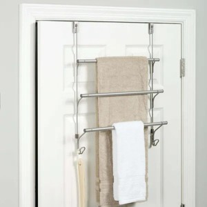 Racxily SnugFit Over-the-Door 3-Tier Towel Bar with 2 Hooks, Satin Nickel - 1 of 2