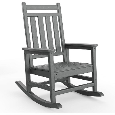 Outdoor Adirondack Rocking Chair, All Weather HDPE Fire Pit Chair with Wide Back, 380LB Weight Capacity Outdoor Lounger Rocking Fire Pit Chair