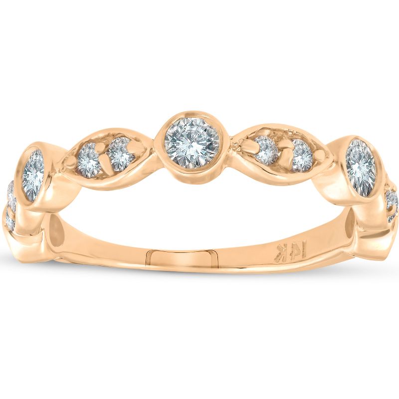 Pompeii3 1/2ct Diamond Wedding Ring 14k Yellow Gold Stackable Bezel 3/4 Eternity Band - Size 6.5, 1 of 5