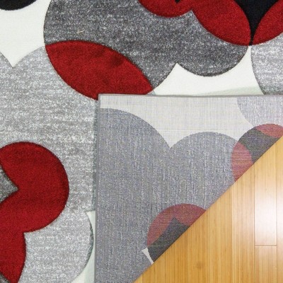 Handmade Red and Gray Geometric Tufted Kids Runner Rug