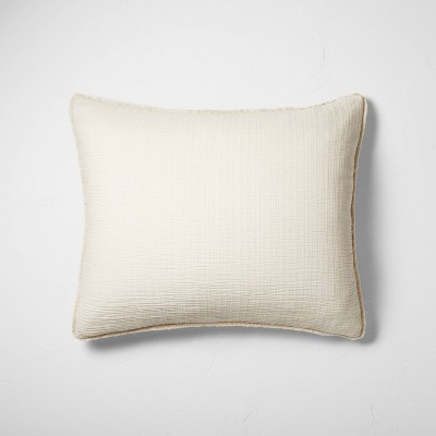 Standard Textured Chambray Cotton Pillow Sham Natural - Casaluna™