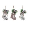 Transpac MDF Rustic Stocking Ornament Set of 3 Christmas Home Decorations - 2 of 3
