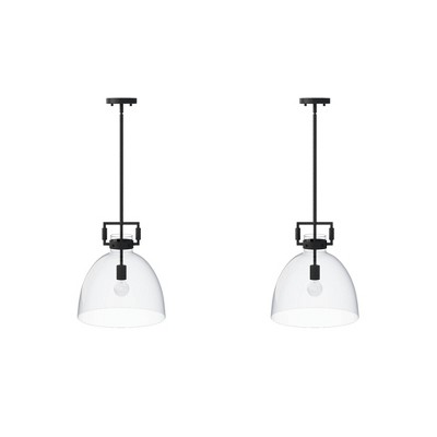 Matte Black Pendant Light with Clear Glass Shade