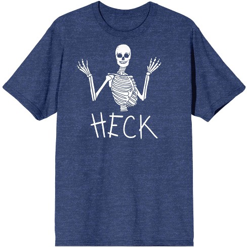 Halloween Half Skeleton Heck Men's Navy Blue Heather Graphic Tee-Small