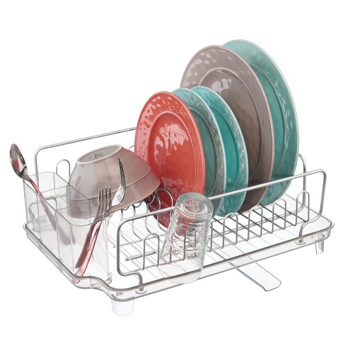 mDesign Large Kitchen Dish Drying Rack / Drainboard, Swivel Spout