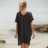 Womens Knit Swimsuit Cover Up Lace Up Beach Cover Up Dress - 2 of 4