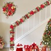 Christmas Garland for Mantel, Xmas Garland with Rich Ball Ornaments and Flowers for Stair Mantel Fireplace, Indoor Outdoor Christmas Decor - 3 of 4