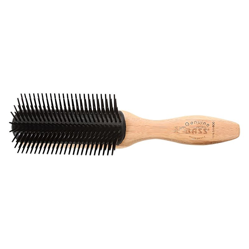 Bass Brushes Style & Detangle Hair Brush Premium Bamboo Handle with Professional Grade Nylon Pin 9 Row Black, 1 of 5