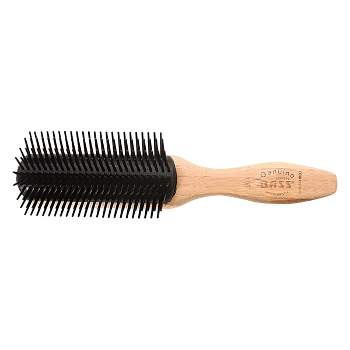 Bass Brushes Style & Detangle Hair Brush Premium Bamboo Handle with Professional Grade Nylon Pin 9 Row Black