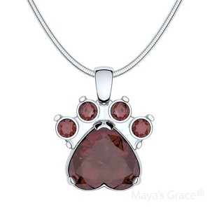 Maya's Grace Birthstone Paw Print Pendant Necklace, Rhinestone Gemstone, Pendant Necklace for Women - 1 of 4