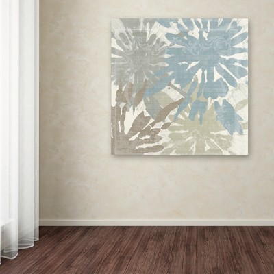 Blue and Tan Abstract Tie-Dye Canvas Art, 18" x 18"