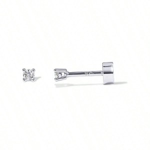 14K Gold Plated 925 Silver CZ Stud Earrings - Flat Back Cartilage & Helix Piercing Jewelry for Women - 1 of 4