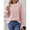 BLUEMING Womens Pullover Sweaters Long Sleeve Crewneck Color Block Crochet Ribbed Knit Sweater Tops - 4 of 4