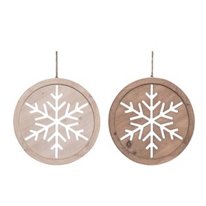 Transpac MDF Snowflake Cut Through Wall Decor Set of 2 Christmas Home Decorations - 1 of 1