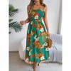 Womens Summer Dress Smocked Bust Adjustable Shoulder Tie Midi Beach Dress - 3 of 4