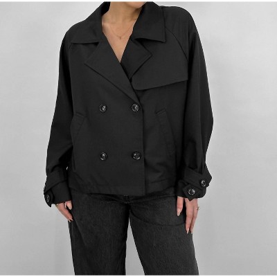 Women's Monochrome Cropped Trench Coat - mittoshop