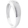 Pompeii3 Mens 1/10ct Three Diamond Brushed Wedding Ring 10k White Gold Anniversary Band - 3 of 4