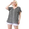 Agnes Orinda Women's Plus Size Cute Short Sleeve V Neck Casual Stripe Blouses - 4 of 4