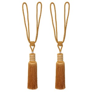 Evideco French Home Goods Decorative Curtain Tiebacks With Tassel - 33” Long, Hand-Tied Rope With Lustrous Threads - 1 of 4
